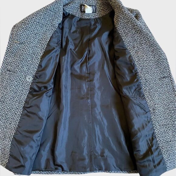 Vintage Paul Levy Women's Herringbone Pea Coat Size M Wool Grey Jacket Old Money - Picture 13 of 15